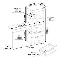 Mesa Office Nt 2010 Com 2 Gavetas E 3 Prateleiras Notável Branco Com Rosa - 2