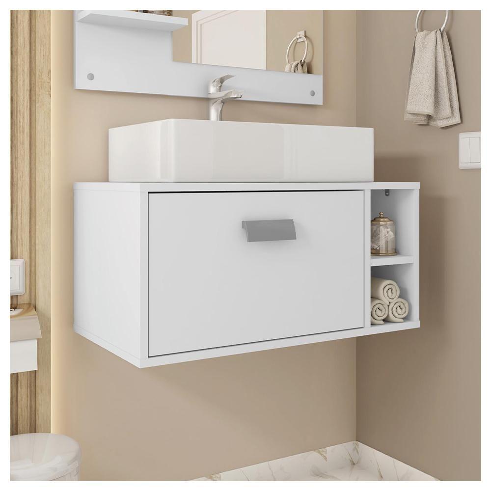 Gabinete Suspenso àrmario Banheiro Branco Towel Caemmun - 3