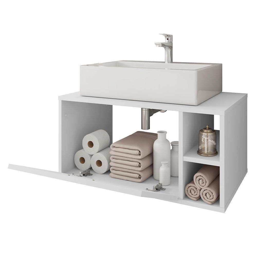 Gabinete Suspenso àrmario Banheiro Branco Towel Caemmun - 4