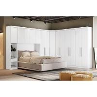 Quarto Modulado Rizon  5 Peças (1 Armário Ponte + 1 Closet + 2 Guarda Roupas + 1 Complemento) QC204 Branco - 1