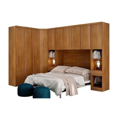 Quarto Modulado Bari   5 Peças Armário Ponte + Closet + 2 Guarda Roupas + 2 Complementos QCM02 Cumaru