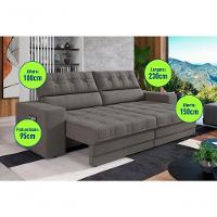 Sofá Omega Plus 2,30m Retrátil/reclinável Suede Cinza - Xflex - 3