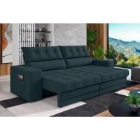 Sofá Omega Plus 2,30m Retrátil/reclinável Suede Petróleo - Xflex - 1
