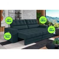 Sofá Omega Plus 2,30m Retrátil/reclinável Suede Petróleo - Xflex - 5