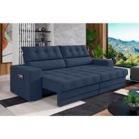 Sofá Omega Plus 2,30m Retrátil/reclinável Suede Azul - Xflex - 1