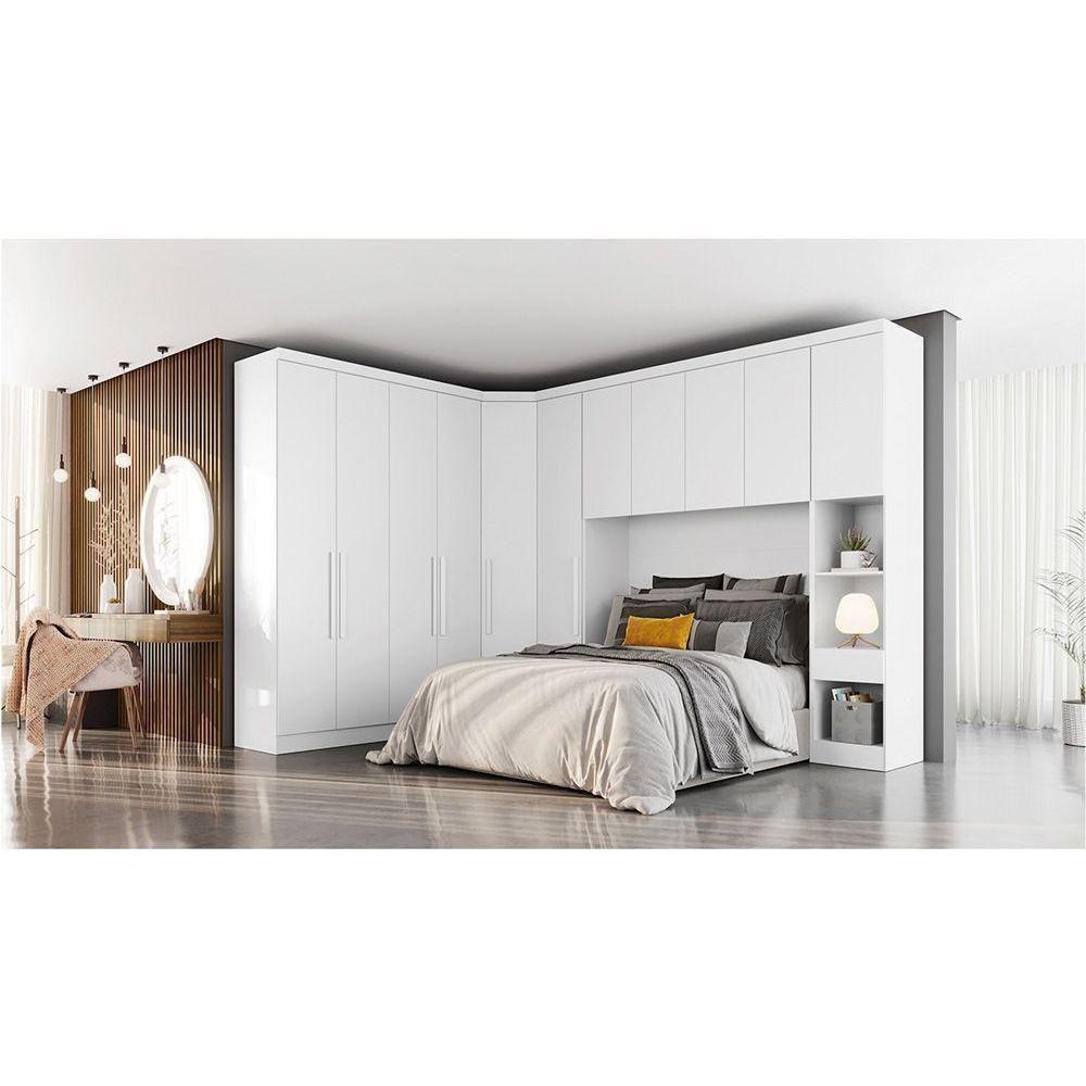 Quarto Casal Bari 5 Peças 1 Armário Ponte 1 Closet 2 Guarda Roupas 1 Complemento Freijó-fendioff - 6