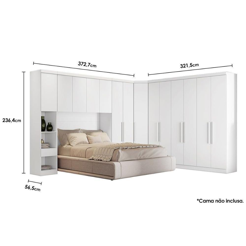 Quarto Modulado Bari Rizon 5 Peças 1 Armário Ponte + 1 Closet + 2 Guarda Roupas + 1 Complemento QC204 Cumaru - 4