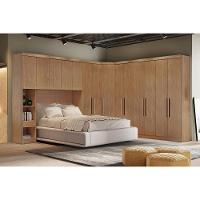 Quarto Modulado Bari Rizon 5 Peças 1 Armário Ponte + 1 Closet + 2 Guarda Roupas + 1 Complemento QC204 Cumaru - 1