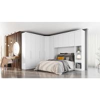Quarto Modulado Bari  Rizon 5 Peças (1 Armário Ponte + 1 Closet + 2 Guarda Roupas + 1 Complemento) QCM03 Branco - 2