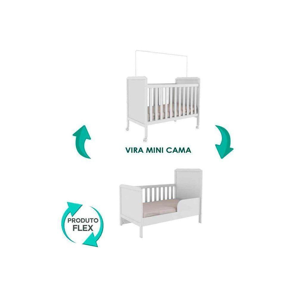 Berço / Mini Cama Infantil Cloe 2 em 1 Branco - Peroba - 5