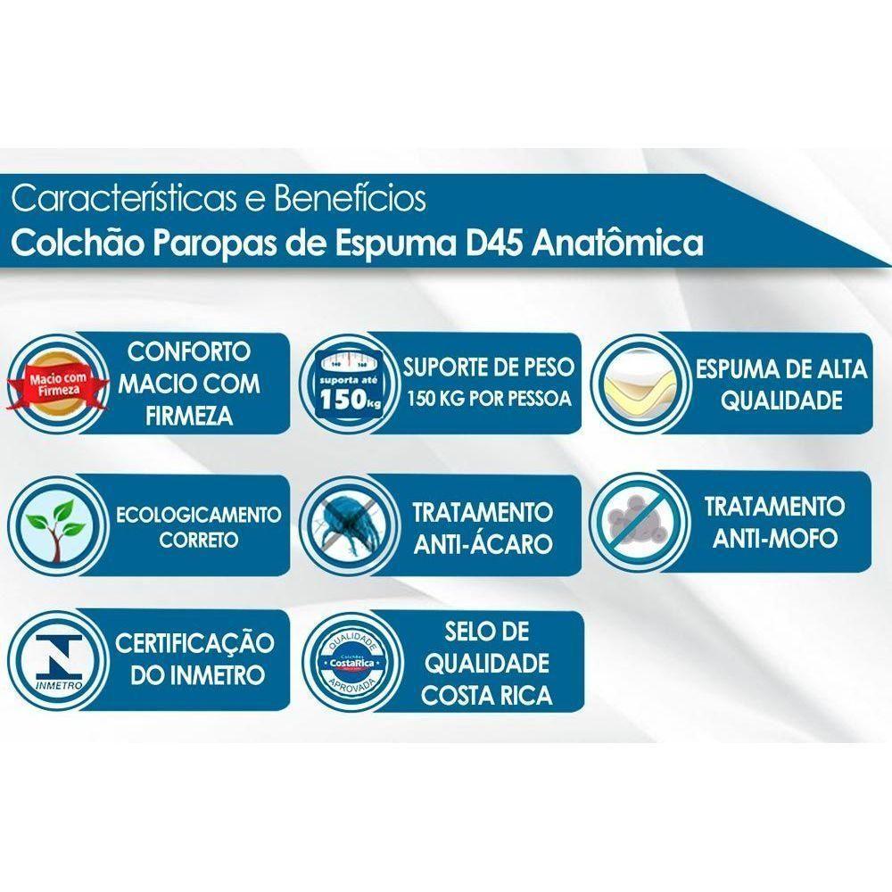 Colchão Solteiro Ortopédico D45 / EP Anatômico Conforto Mega Firme Euro Pillow (88x188x25) - Paropas - 2