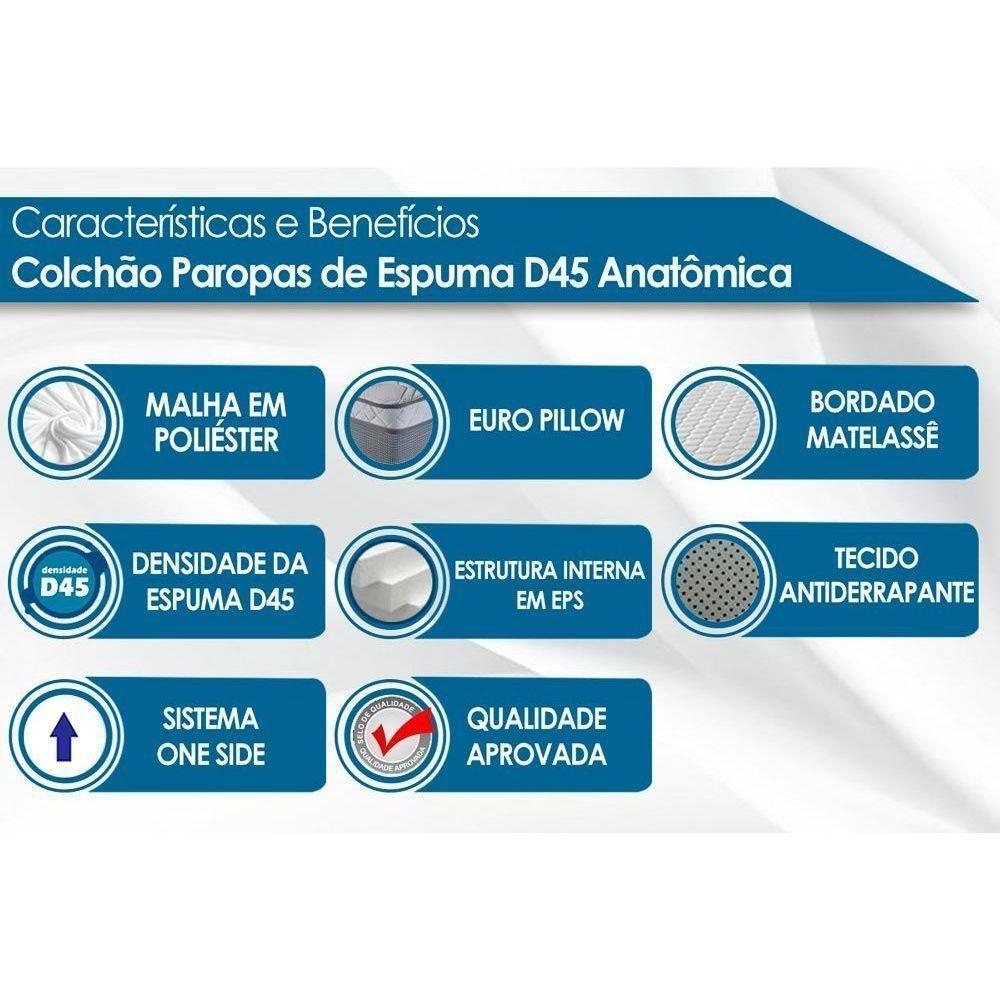Colchão Casal Espuma D45 / EP Anatômico Conforto Mega Firme Euro Pillow (138x188x25) - Paropas - 5