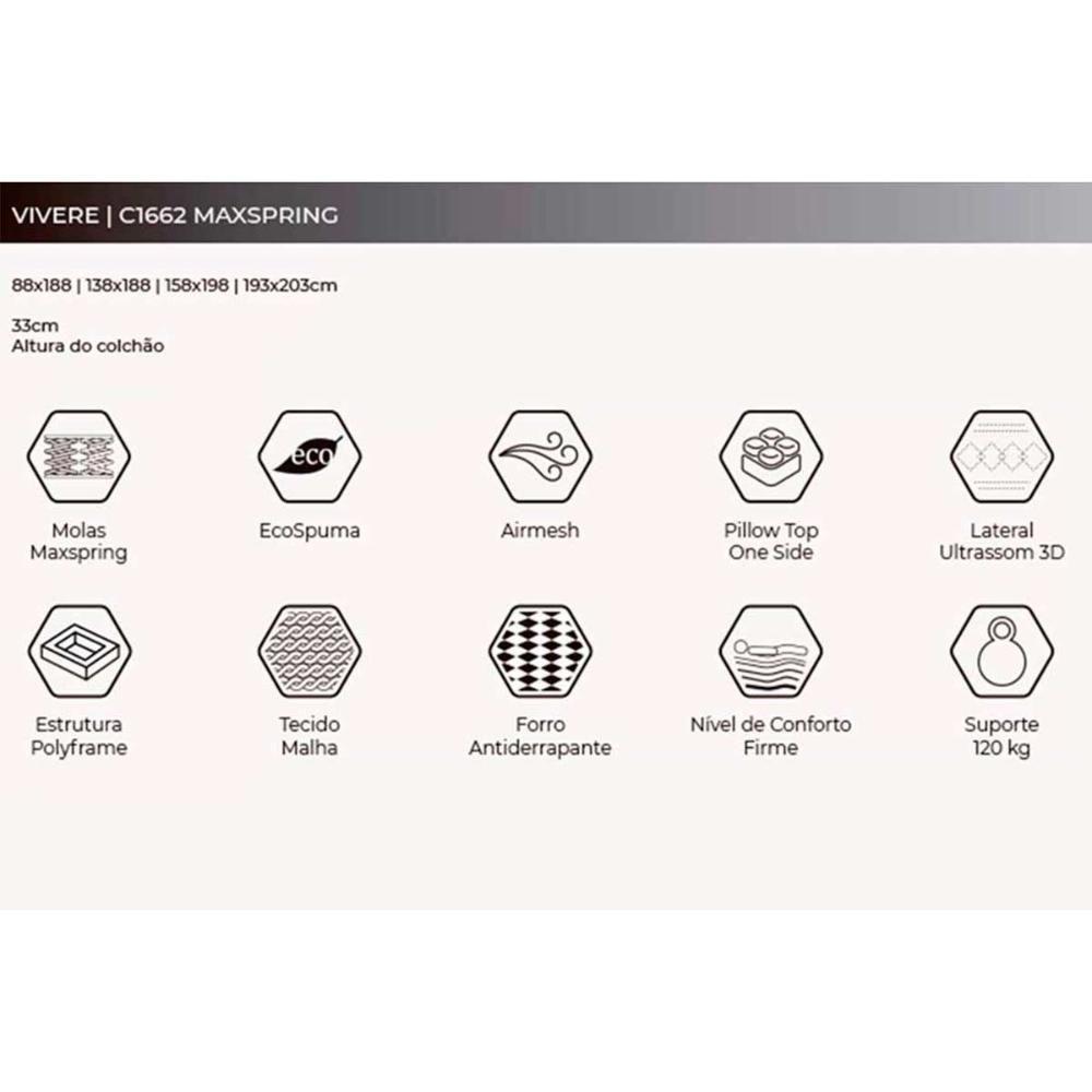 Colchão Queen para Hotelaria Maxspring C1662 Pillow Top (158x198x33) - Herval - 7