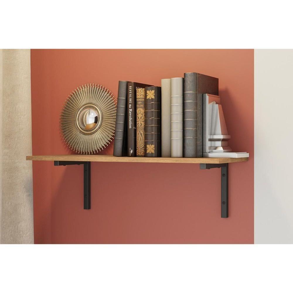 Prateleira Decorativa Quarto Bebê Industrial LI009 Freijo/Preto - Kappesberg - 1