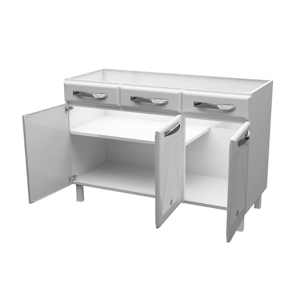 Módulo Cozinha Telasul Star New Balcão 3 Portas e 3 Gavetas 120cm Branco/Preto - 3