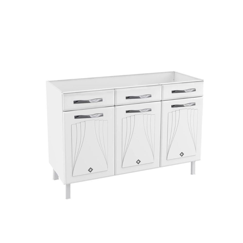 Módulo Cozinha Telasul Star New Balcão 3 Portas e 3 Gavetas 120cm Branco - 1