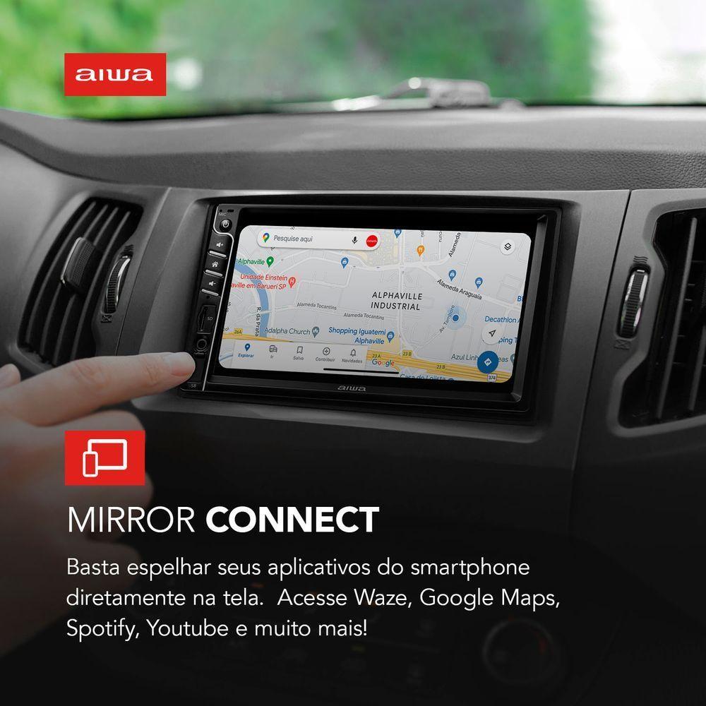 Car áudio Central Multimídia, Aiwa, Tela 7" Hd, Bluetooth, Espelhamento 2din Aws-ca-dd-01 Bivolt . - 7