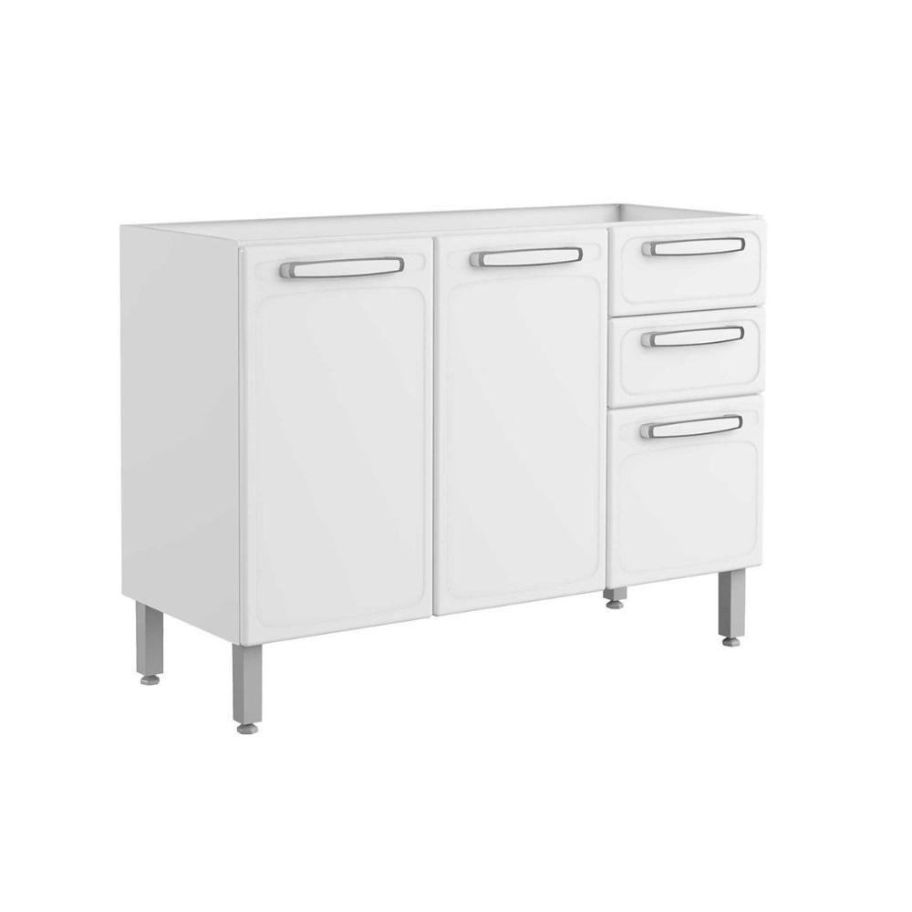 Gabinete de Cozinha Modulado Balcão Evidence 7024 3 Portas e 2 Gavetas s/ Tampo Branco - Bertolini - 1