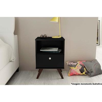 Mesa Lateral P/ Sala Rt3019 C/ 1 Gaveta Preto - Movelbento