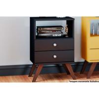 Mesa Lateral p/ Sala RT3103 c/ 2 Gavetas Preto - Movelbento - 1