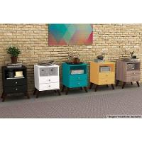 Mesa Lateral p/ Sala RT3103 c/ 2 Gavetas Preto - Movelbento