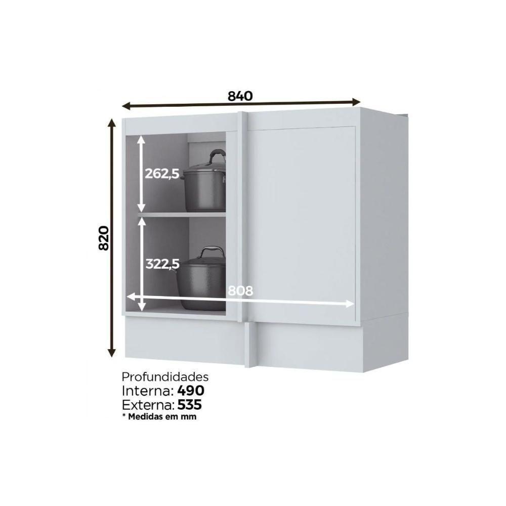 Módulo Cozinha Henn Americana Balcão Canto Reto  1 Porta s/ Tampo Branco - 5