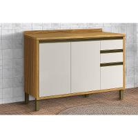 Gabinete de Cozinha Modulado Balcão Tempranillo 2 Portas e 3 Gavetas c/Tampo 120cm Amendoa/Off White - Ronipa - 1