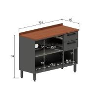 Módulo Cozinha Bertolini Gourmet Balcão Estilo 7124 3 Portas e 2 Gavetas c/ Tampo Cinza/Grafite - 4