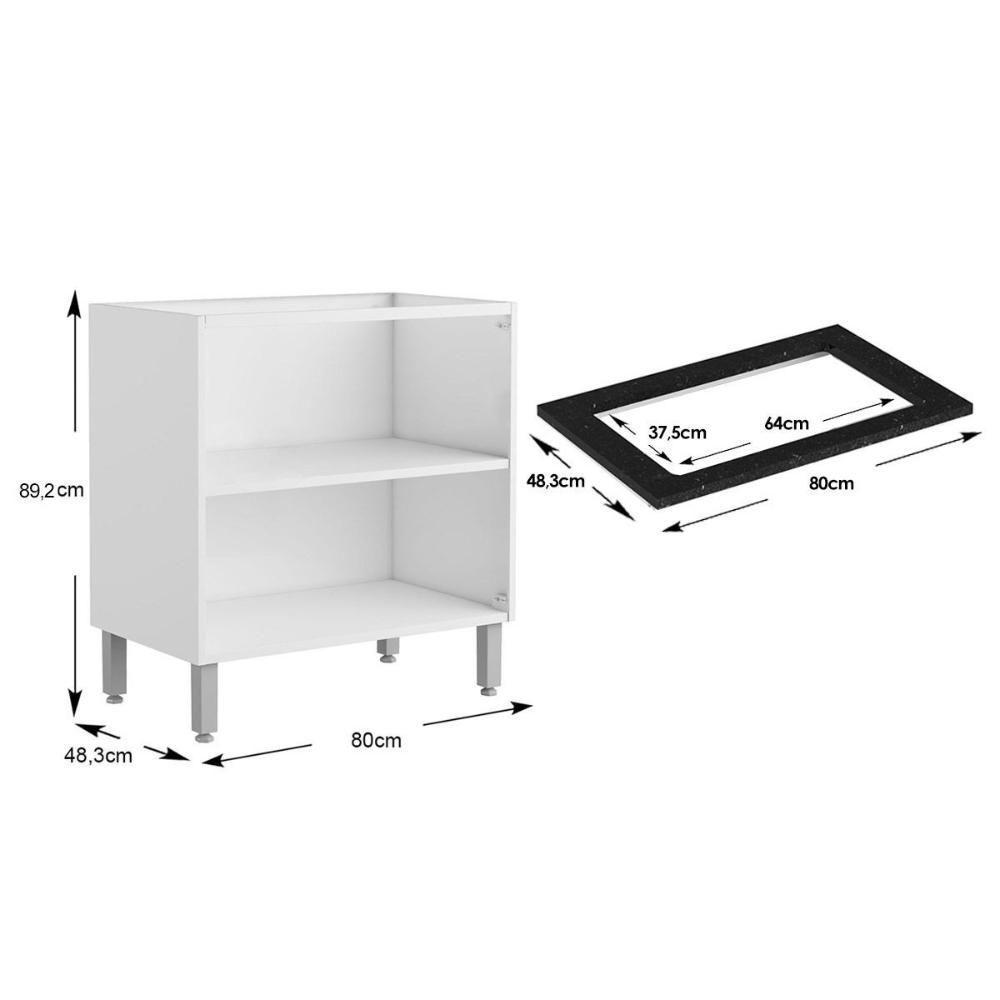 Gabinete de Cozinha Modulado Balcão p/ Cooktop Evidence 7174 2 Portas Branco - Bertolini - 2
