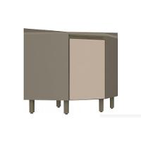 Módulo Cozinha Henn Connect Balcão Canto Oblíquo  1 Porta c/Tampo Duna/Cristal - 1