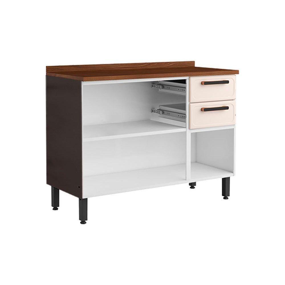 Gabinete de Cozinha Modulado Balcão Estilo 7124 3 Portas e 2 Gavetasc/Tampo Cinza/Grafite - Bertolini - 3