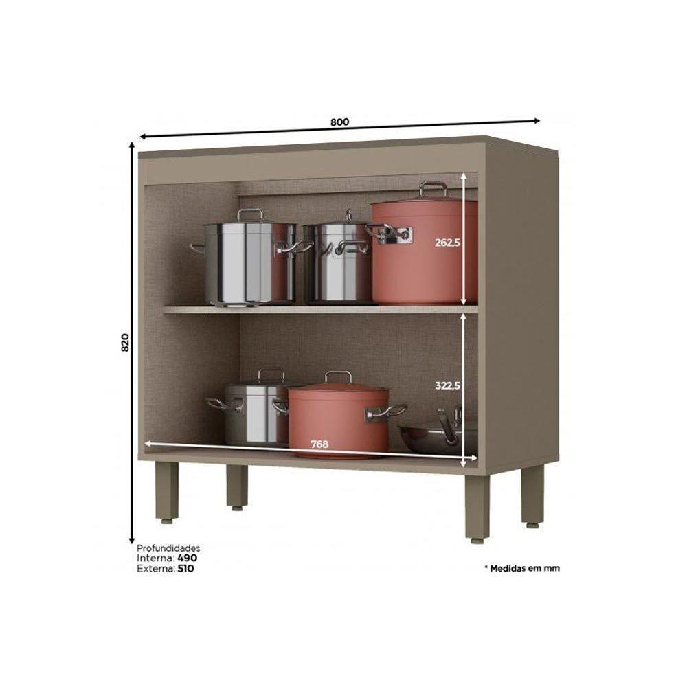 Módulo Cozinha Henn Connect Balcão C/ 2 Portas C/tampo P/ Cooktop Duna/cristal - 4