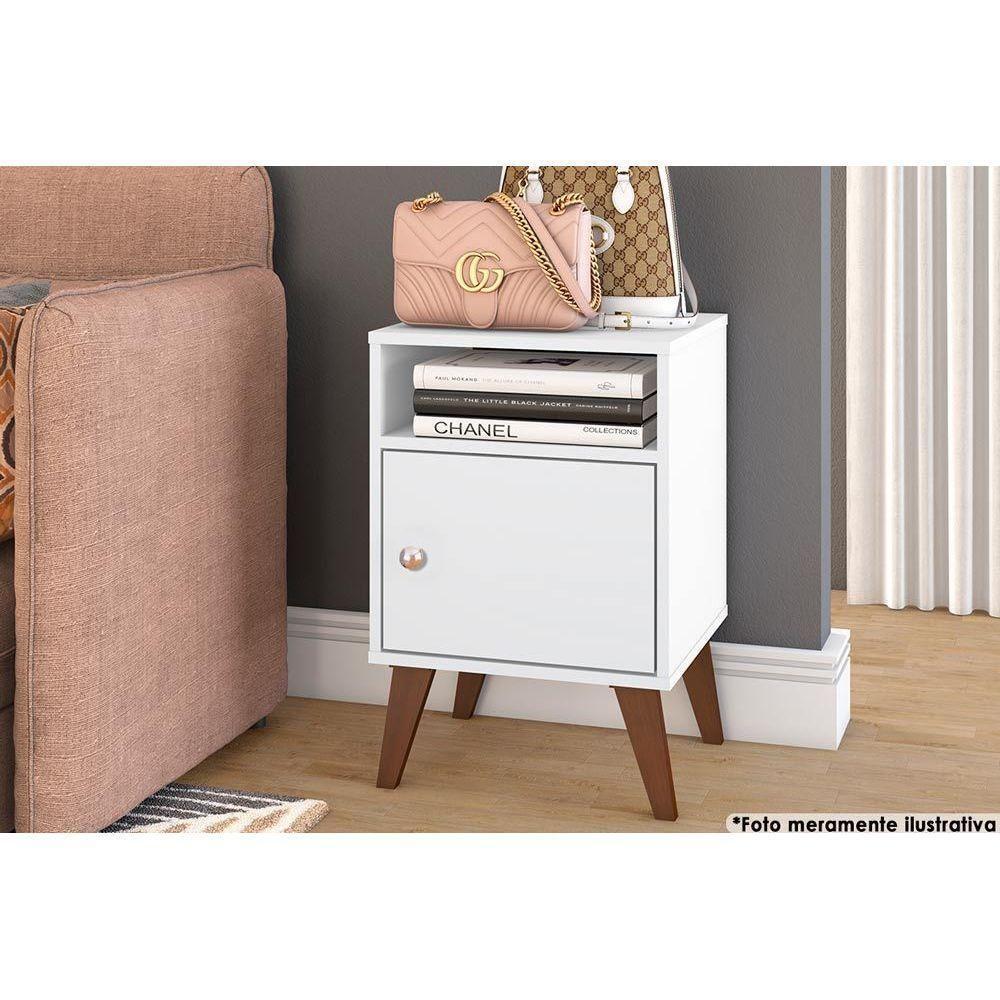 Mesa Lateral p/ Sala RT3145 c/ 1 Porta Branco - Movelbento - 1