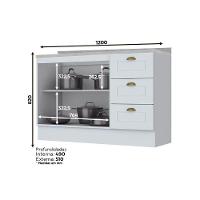 Gabinete de Cozinha Modulado Balcão Americana 2 Portas e 3 Gavetas c/Tampo Branco - Henn - 4