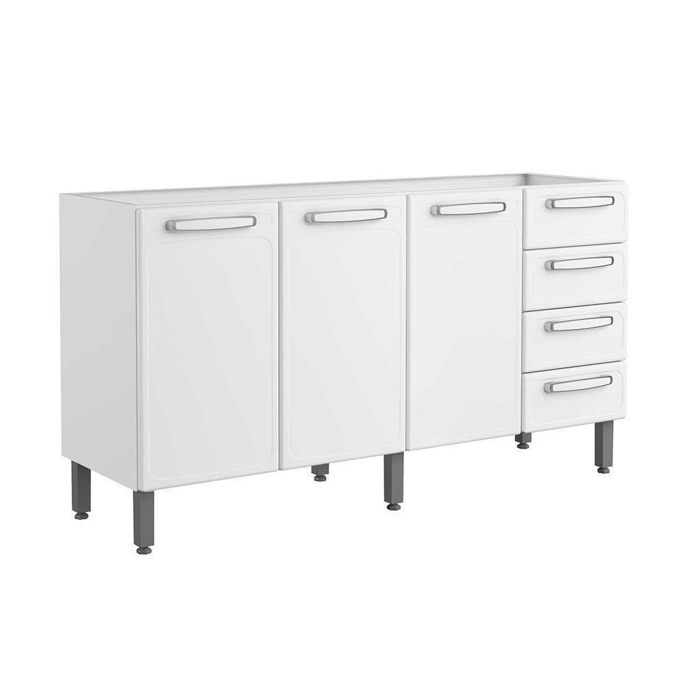 Gabinete de Cozinha Modulado Balcão Evidence 7028 3 Portas e 4 Gavetas s/ Tampo Branco - Bertolini - 1