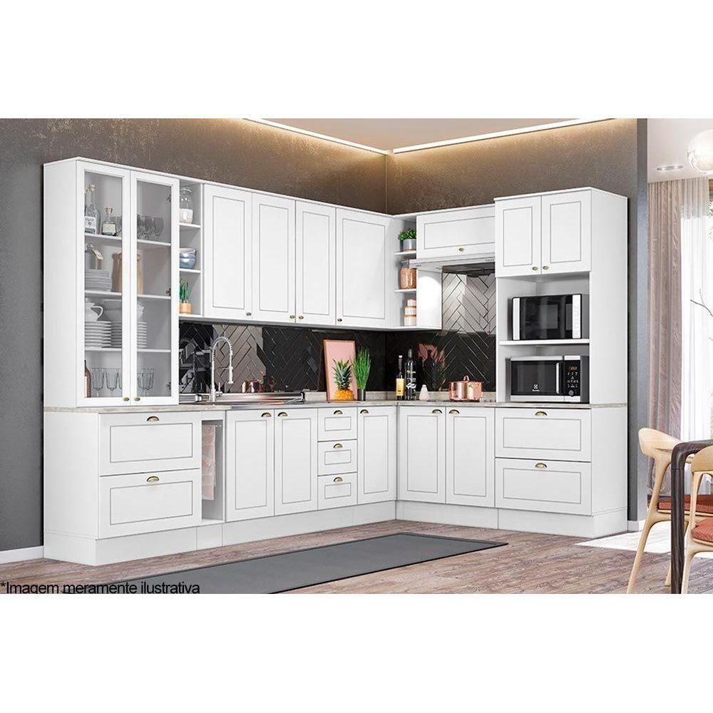 Módulo Cozinha Henn Americana Balcão Canto Reto  c/Tampo Branco - 3