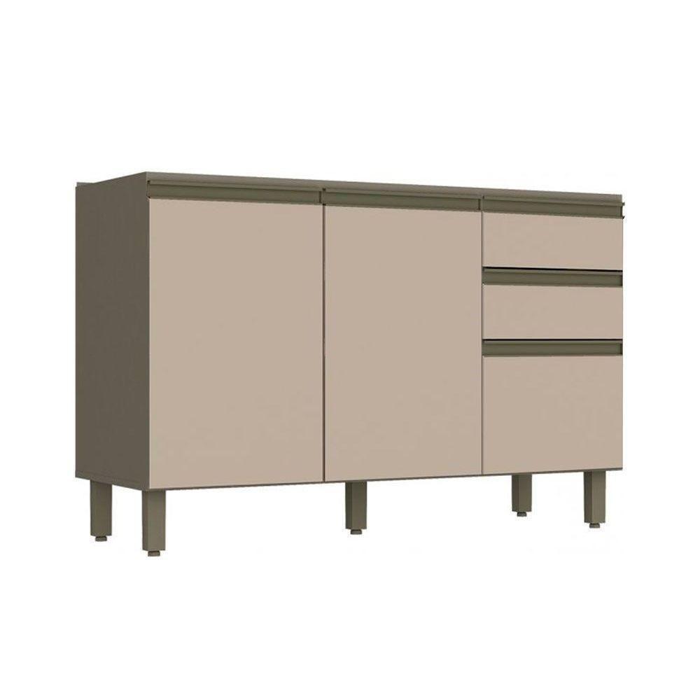 Gabinete p/Pia Cozinha Balcão Connect c/ 3 Portas e 2 Gavetas   Duna/Cristal - Henn - 1