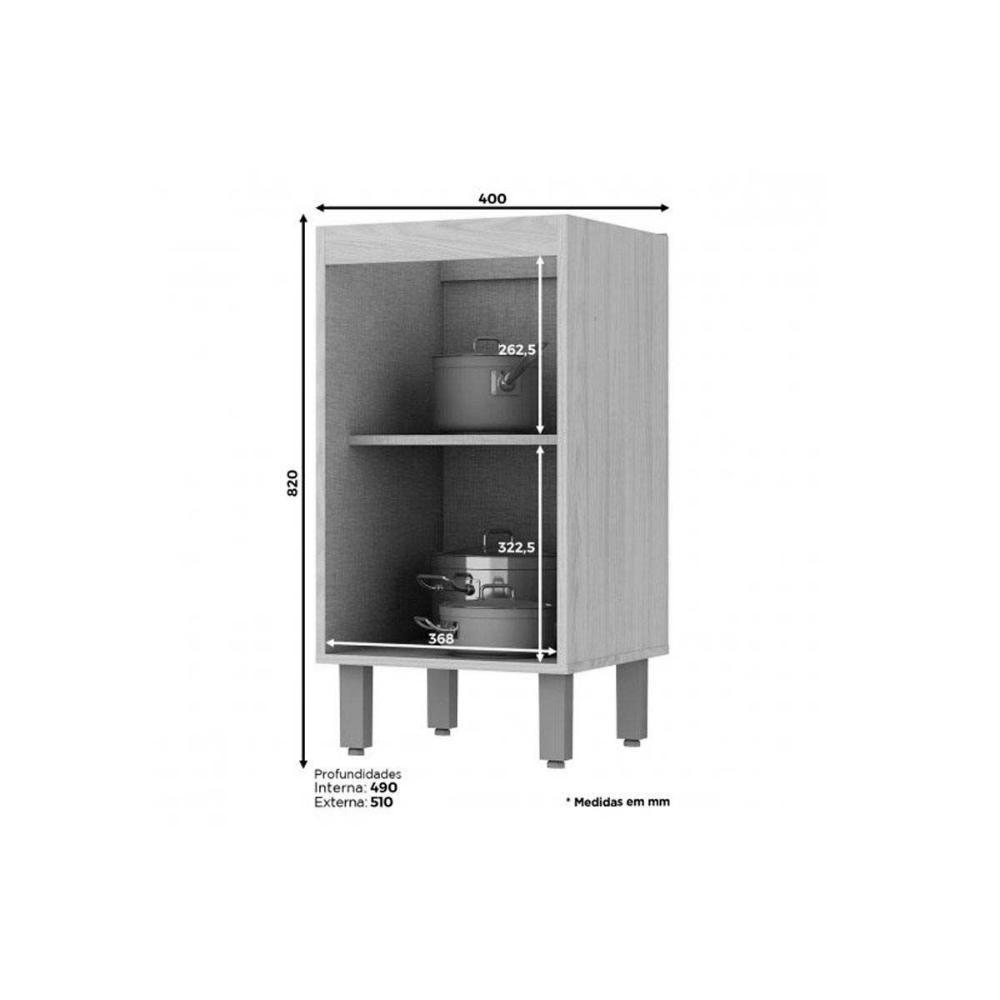 Gabinete de Cozinha Modulado Balcão Connect 1 Porta s/ Tampo Duna/Cristal - Henn - 4