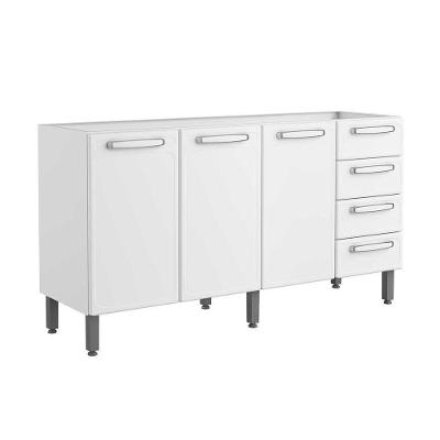 Módulo Cozinha Bertolini Evidence Balcão  7028 3 Portas e 4 Gavetas s/ Tampo Branco