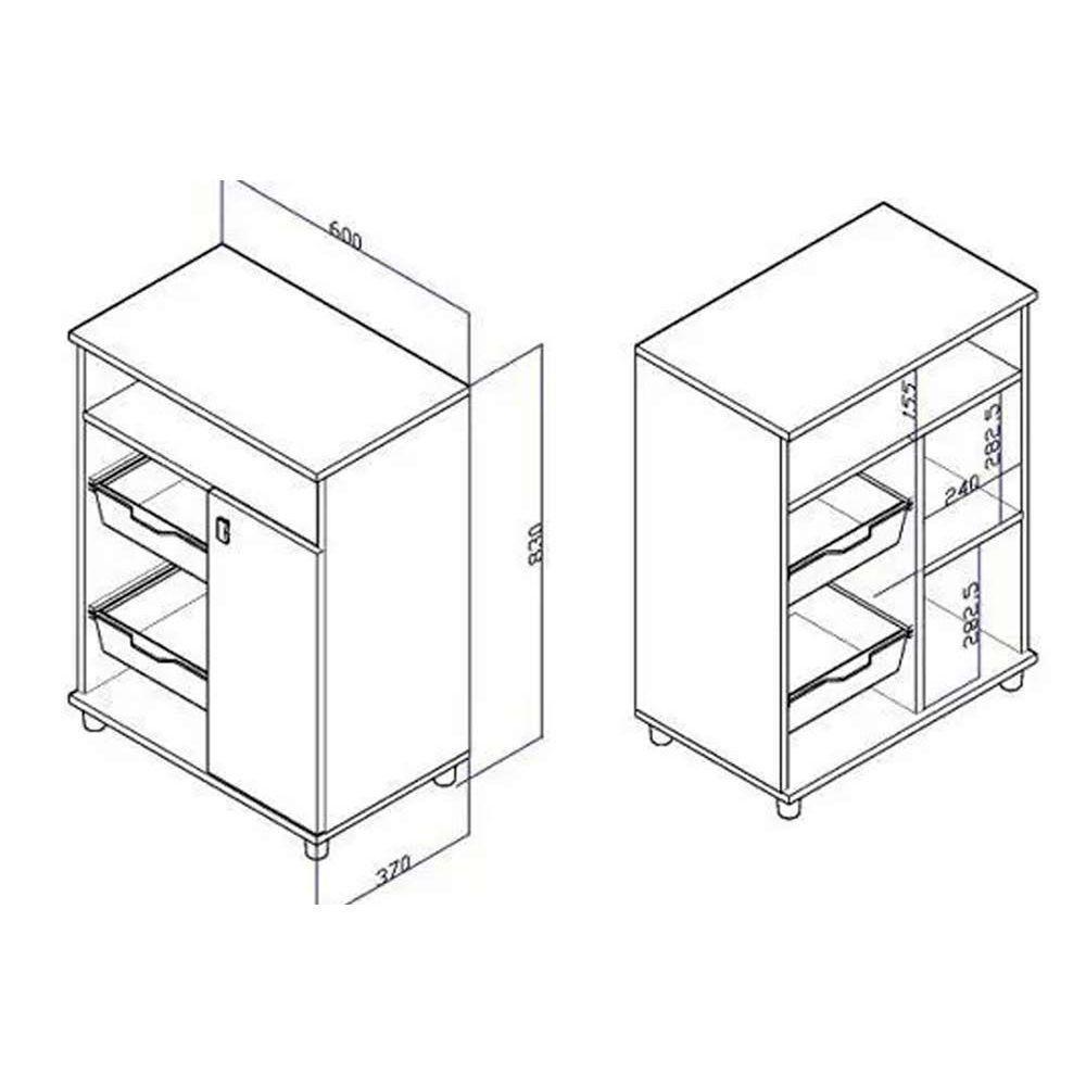 Balcão Fruteira Cozinha FR2003 c/ 1 Porta 60cm Branco - Movelbento - 2