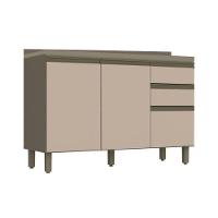 Gabinete de Cozinha Modulado Balcão Connect 3 Portas e 2 Gavetas c/Tampo Duna/Cristal - Henn - 1