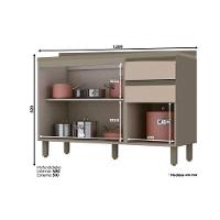 Gabinete de Cozinha Modulado Balcão Connect 3 Portas e 2 Gavetas c/Tampo Duna/Cristal - Henn - 4