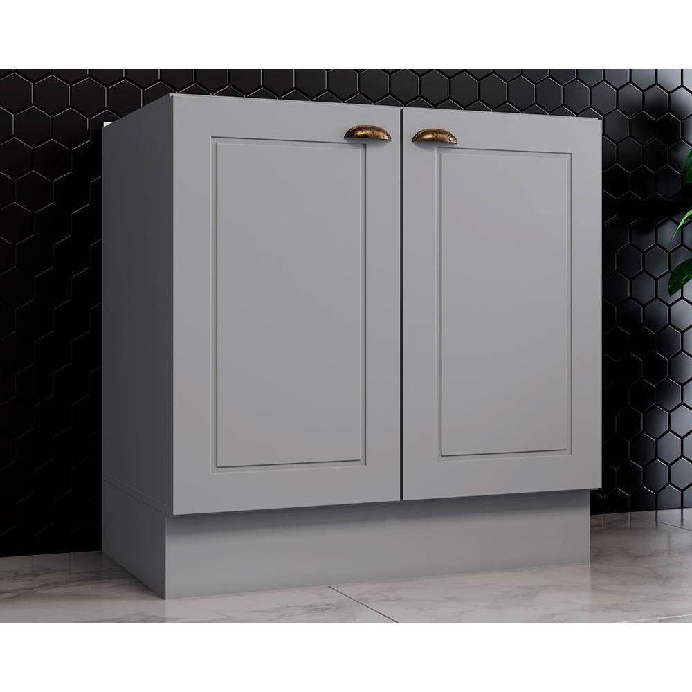 Gabinete de Cozinha Modulado Balcão Americana c/ 2 Portas s/ Tampo 80cm Cinza - Henn - 1