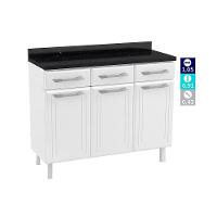 Gabinete de Cozinha Modulado Balcão Topázio 3 Portas e 3 Gavetas c/Tampo 105cm Branco - Telasul
