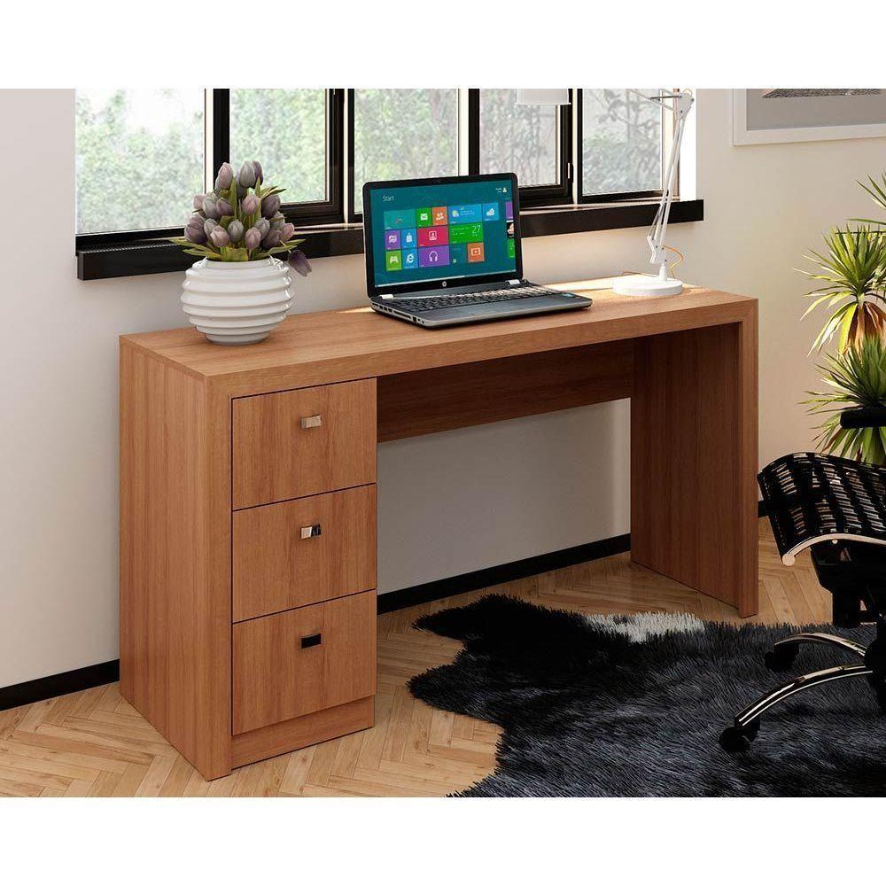 Mesa de Computador ME4102 c/ 3 Gavetas Amêndoa - Tecno Mobili - 1