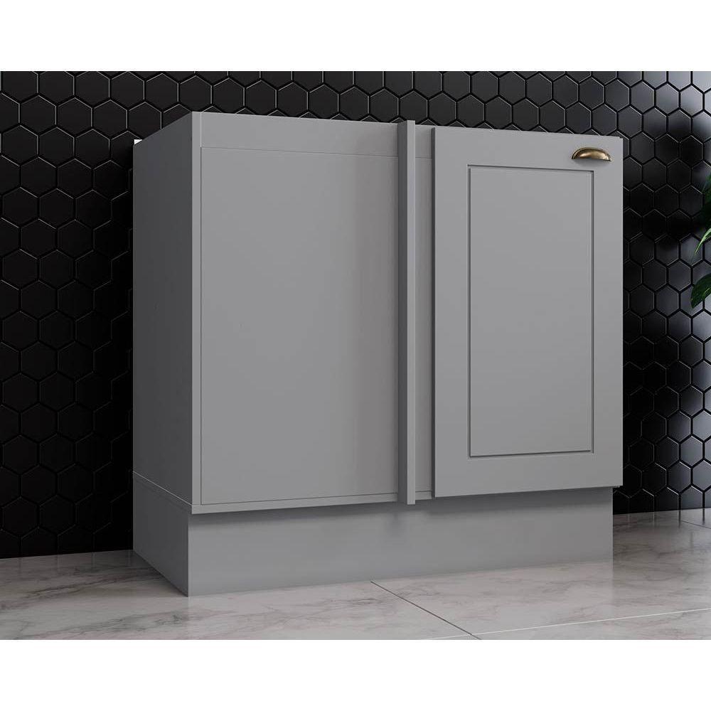 Gabinete de Cozinha Modulado Balcão Canto Reto Americana 1 Porta s/ Tampo 84cm Cinza - Henn - 1