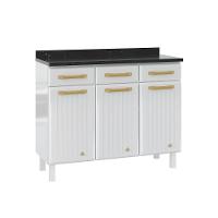 Gabinete de Cozinha Modulado Balcão Diamante 3 Portas e 3 Gavetas c/ Tampo 105cm Branco - Telasul - 1