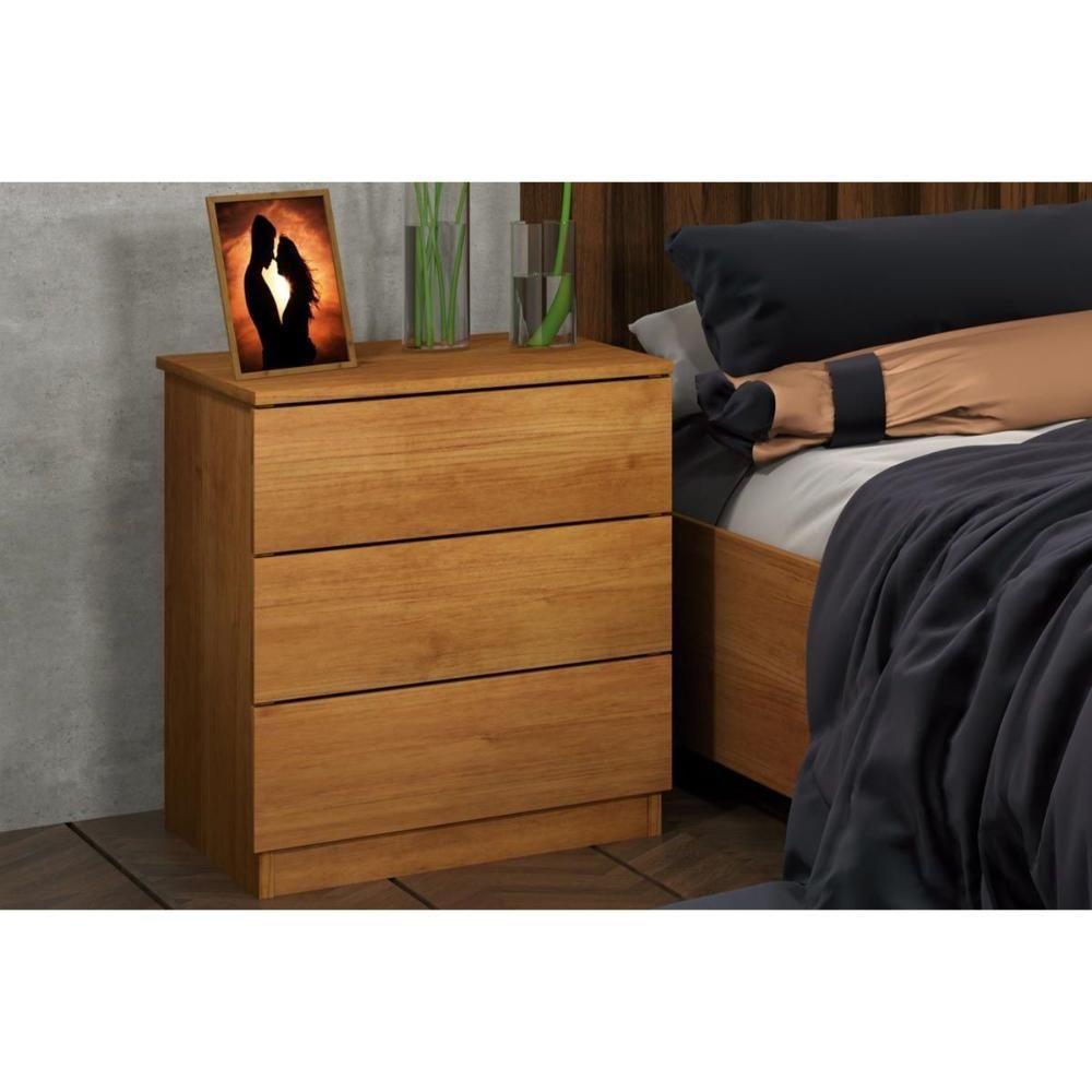 Mesa Cabeceira Casal Veronna c/ 3 Gavetas Cinamomo - Tcil Móveis - 1