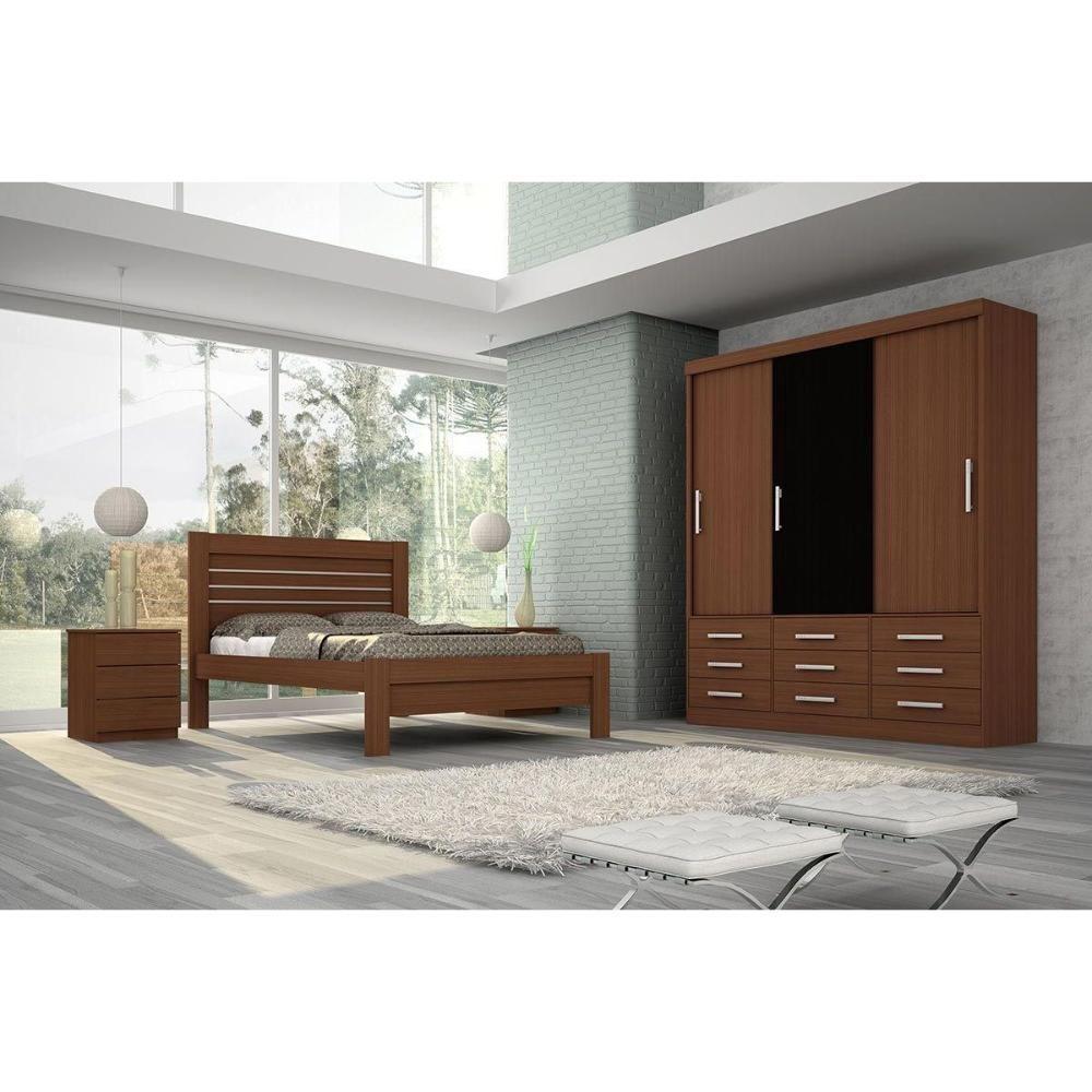 Mesa Cabeceira Casal Veronna c/ 3 Gavetas Cinamomo - Tcil Móveis - 6