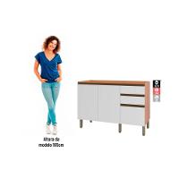Gabinete de Cozinha Modulado Balcão Macadâmia p/ Pia c/ 2 Portas 120cm Freijo/Branco - Telasul - 2